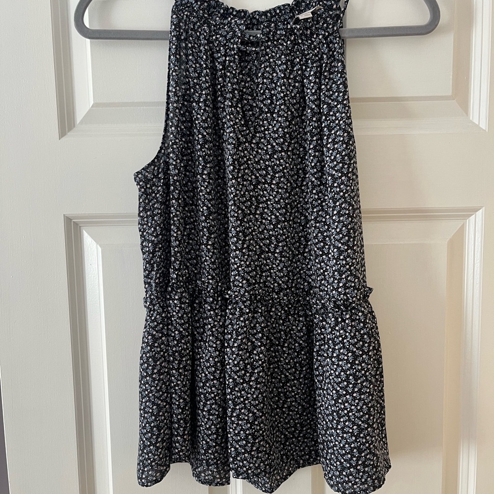 LOFT Black and White Floral Top
